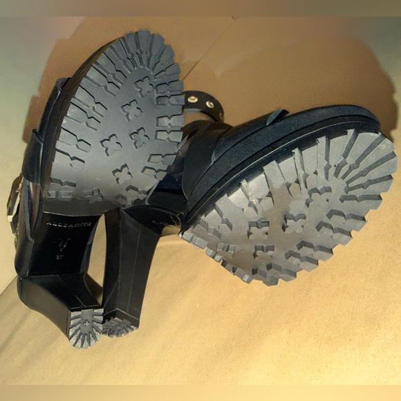 All Saints Sienna Pointed Toe Black Leather High Heel Sandals - size 37 / 7 US - Picture 5 of 12